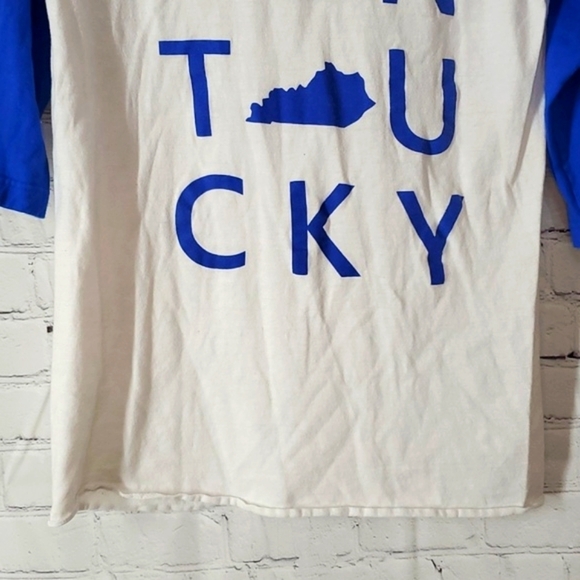 Kentucky Wildcats UK Navy Blue Baseball Quarter Sleeve Oversized Top Womens XS - Picture 6 of 13
